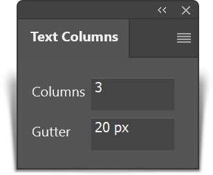 Text Columns compact Photoshop panel